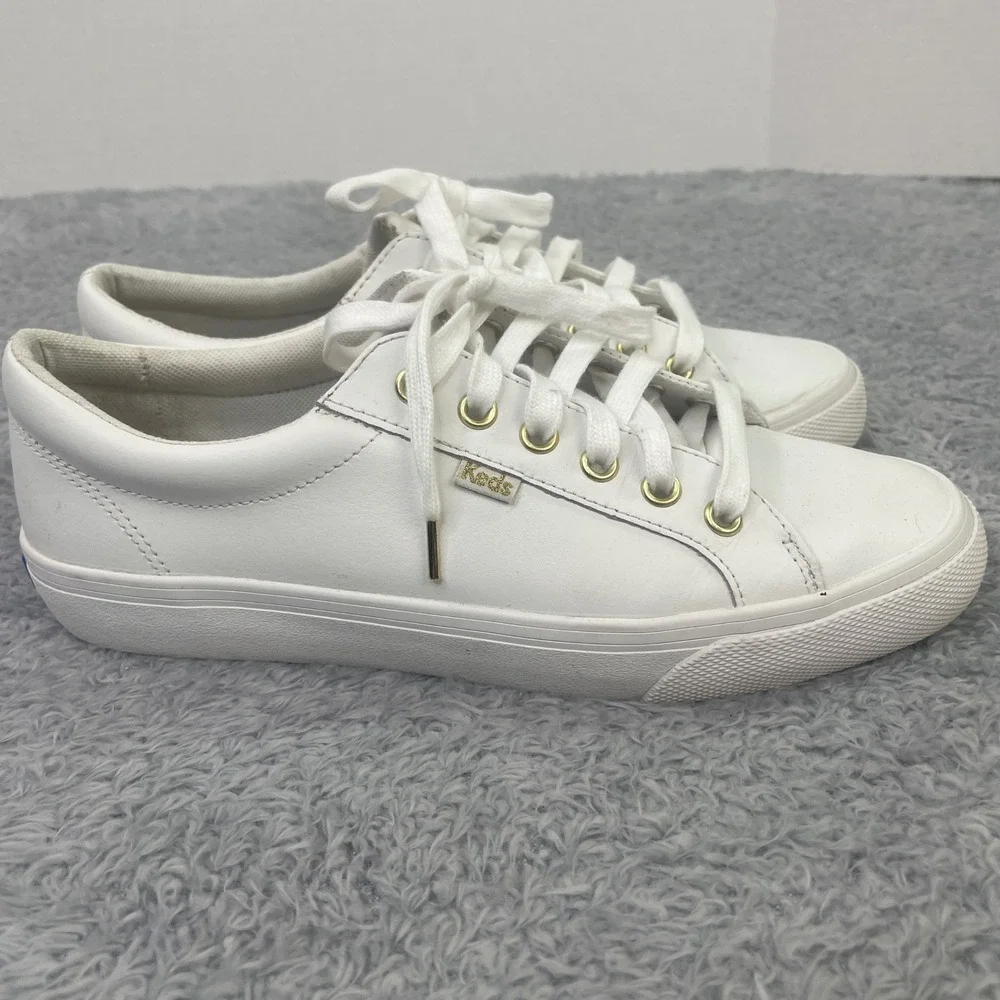 Keds‎ Jump Kick Sneakers Womens 9 White Leather Gold Hardware WH63681